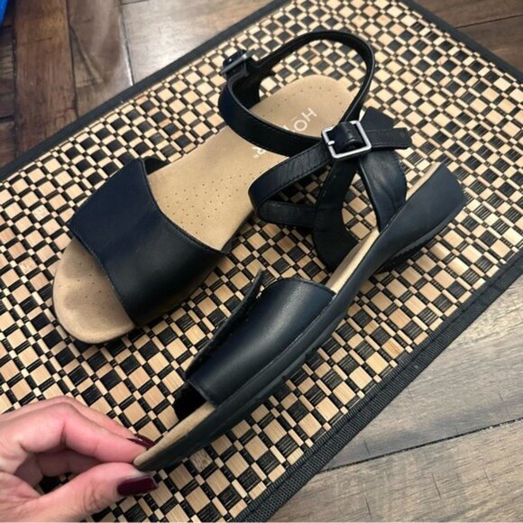 Hotter Black Leather Comfort Open-Toe Sandals Size 5 - Picture 7 of 13